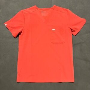 FIGS Catarina One Pocket‎ Scrub Top Womens Coral Pink Technical Collection Small